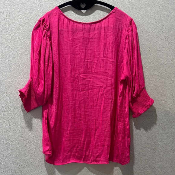 EUC Maison D’Amelie Pink V-Neck Blouse | Size M - Picture 5 of 5